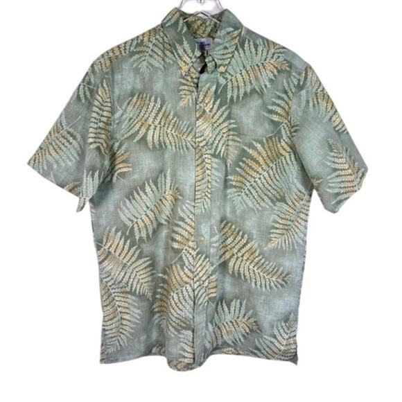 Reyn Spooner Men's Fern Leaf Button Up Hawaiian Shirt M Green Tropical - Picture 1 of 6